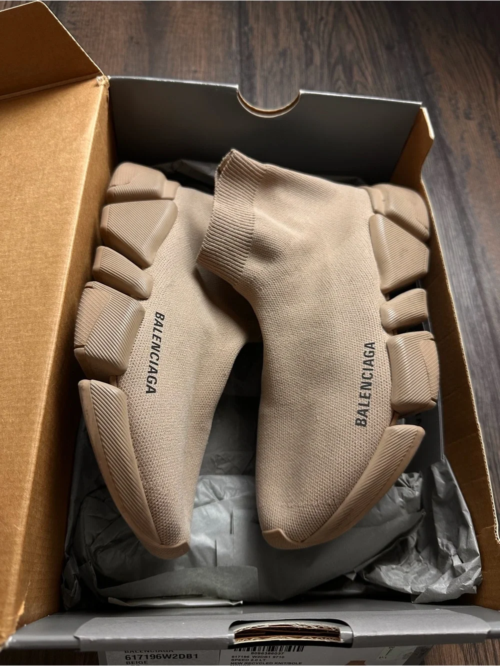 Balenciaga Tan Sock-Style Runner Sneakers